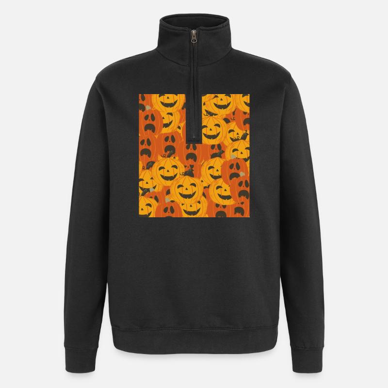 Spooky Pumpkins Halloween Pattern - Quarter-Zip Sweatshirt - black