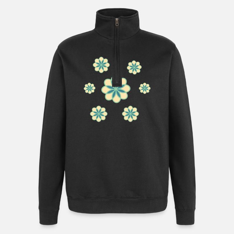 Blumen - Quarter-Zip-Sweatshirt - Schwarz