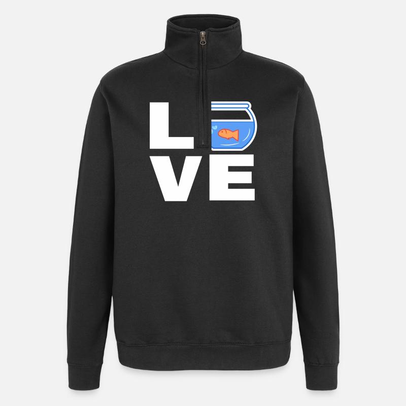 Haustiere Goldfisch Spruch Kuscheltier Aquarium - Quarter-Zip-Sweatshirt - Schwarz