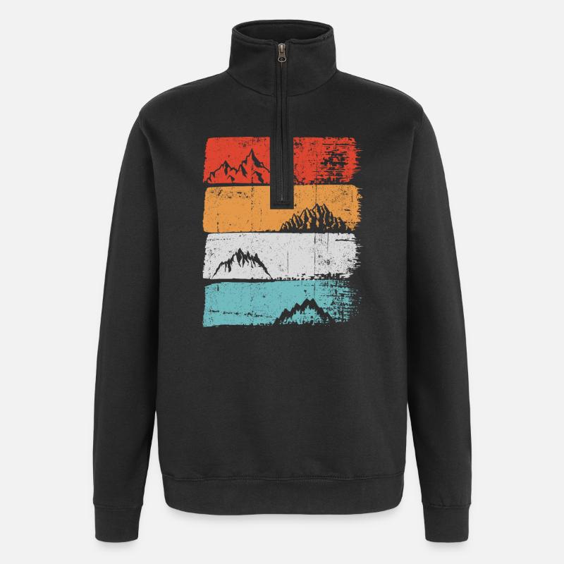 Terrassierter Peak Sunset Stripe - Quarter-Zip-Sweatshirt - Schwarz