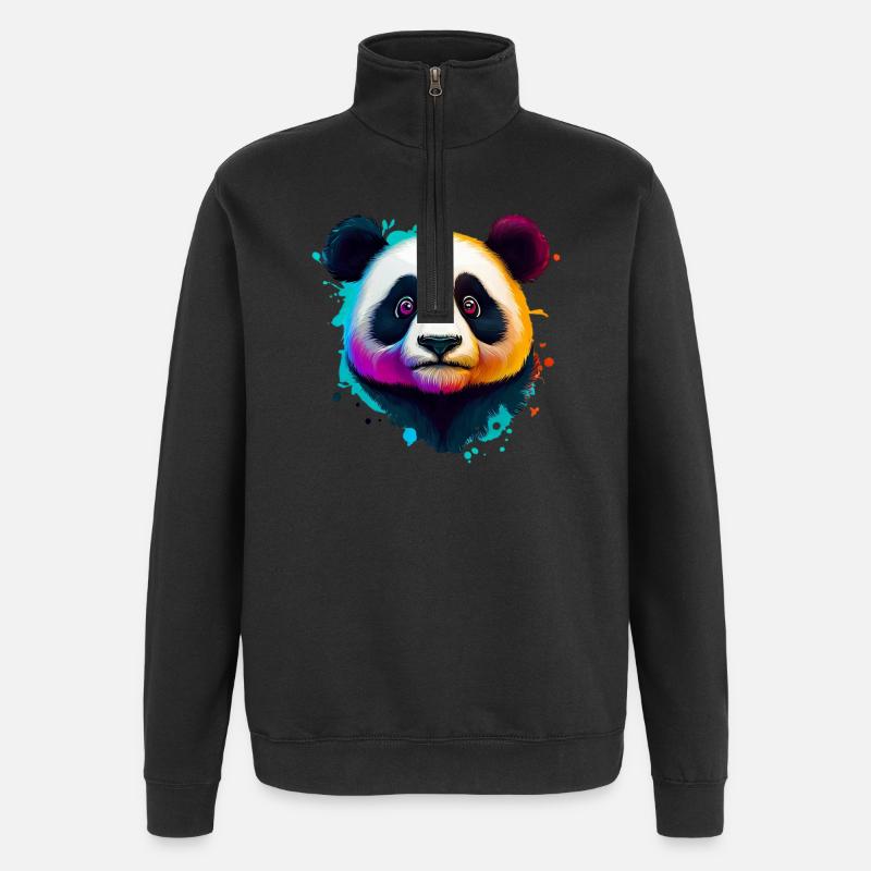 Panda - Sweat à zip 1/4 - noir