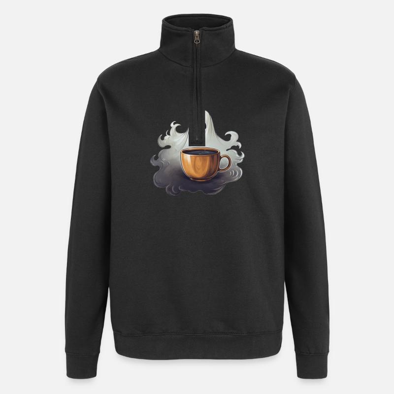 Riesenkaffee Mit Geist Halloween Shirt - Quarter-Zip-Sweatshirt - Schwarz