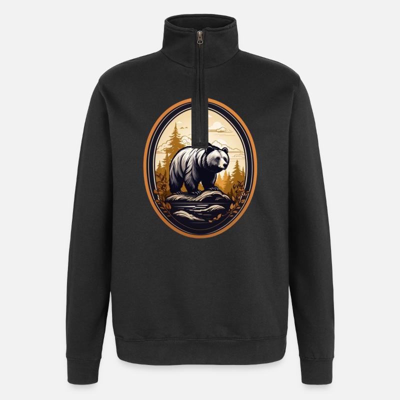 Braunbär - Quarter-Zip-Sweatshirt - Schwarz