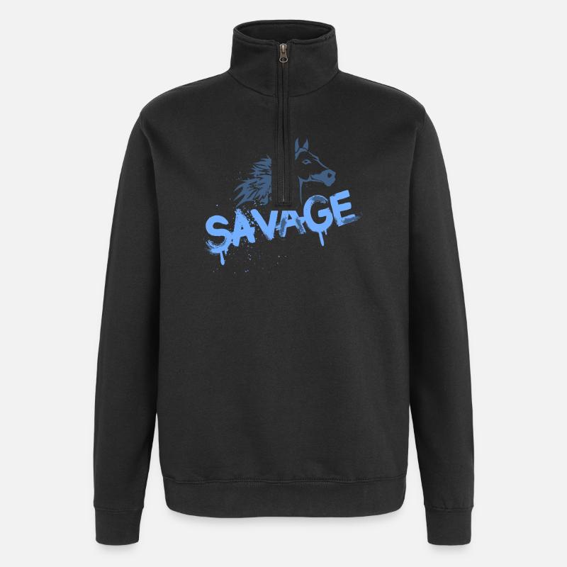 Conception de graffiti de cheval sauvage - Sweat à zip 1/4 - noir
