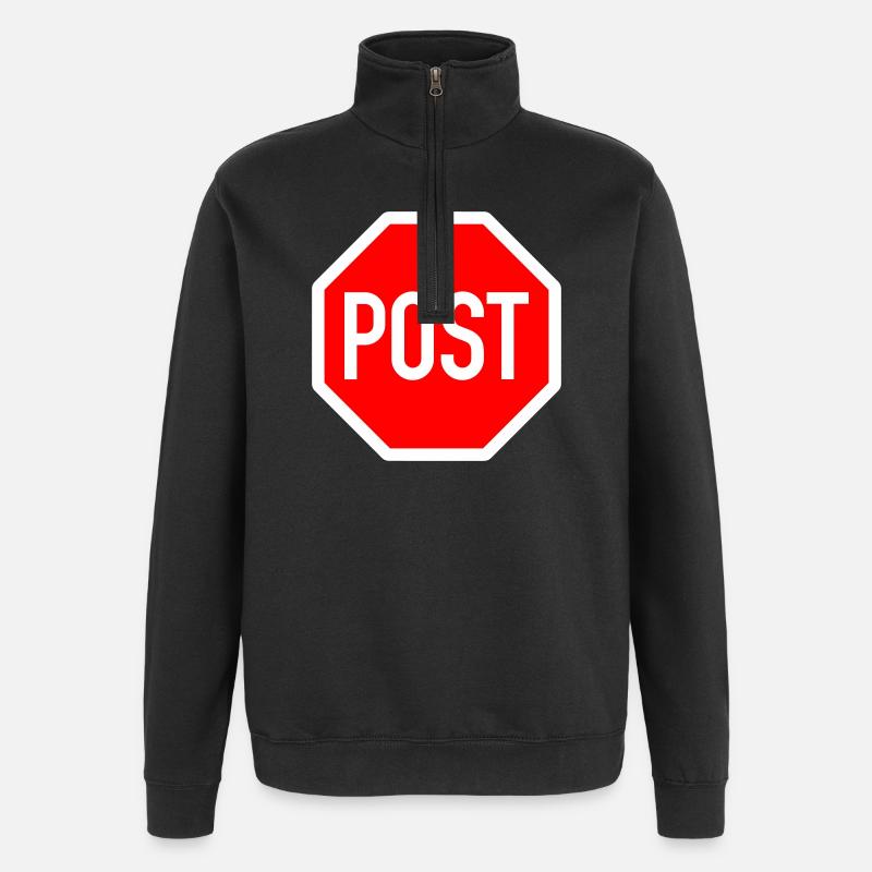Post or stop? - Quarter-Zip Sweatshirt - black