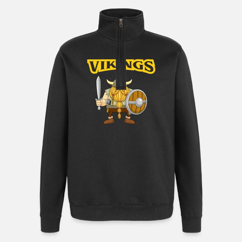 Wikinger, Gnom, Entdecker - Quarter-Zip-Sweatshirt - Schwarz