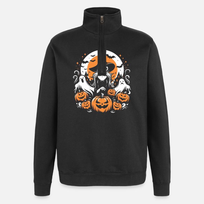 Sorcière Hallooween - Sweat à zip 1/4 - noir