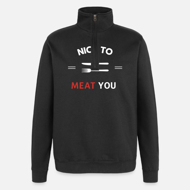 Schön, dich zu fleischen - Quarter-Zip-Sweatshirt - Schwarz