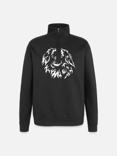 Tibetan Spaniel Head "BlackEdition" - Quarter-Zip Sweatshirt - black