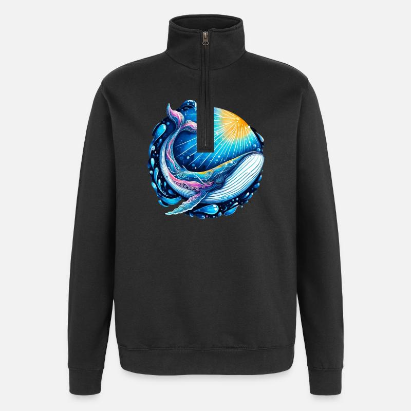 Baleine - Sweat à zip 1/4 - noir