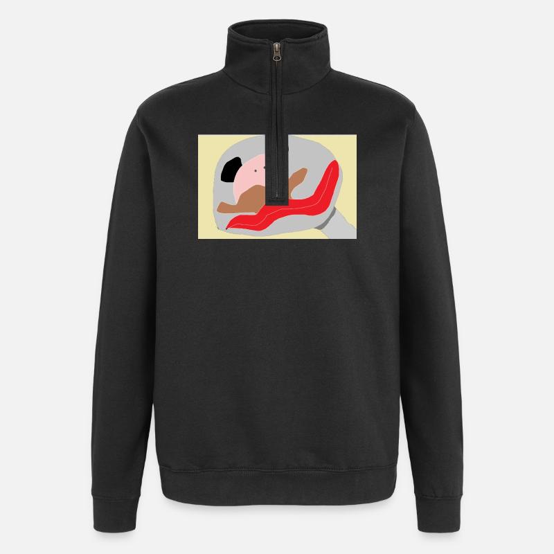 Panda mit roter Zunge - Quarter-Zip-Sweatshirt - Schwarz
