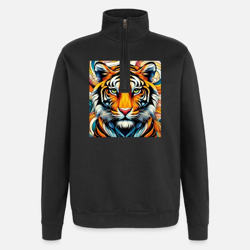 Tigre - Sweat à zip 1/4 - noir