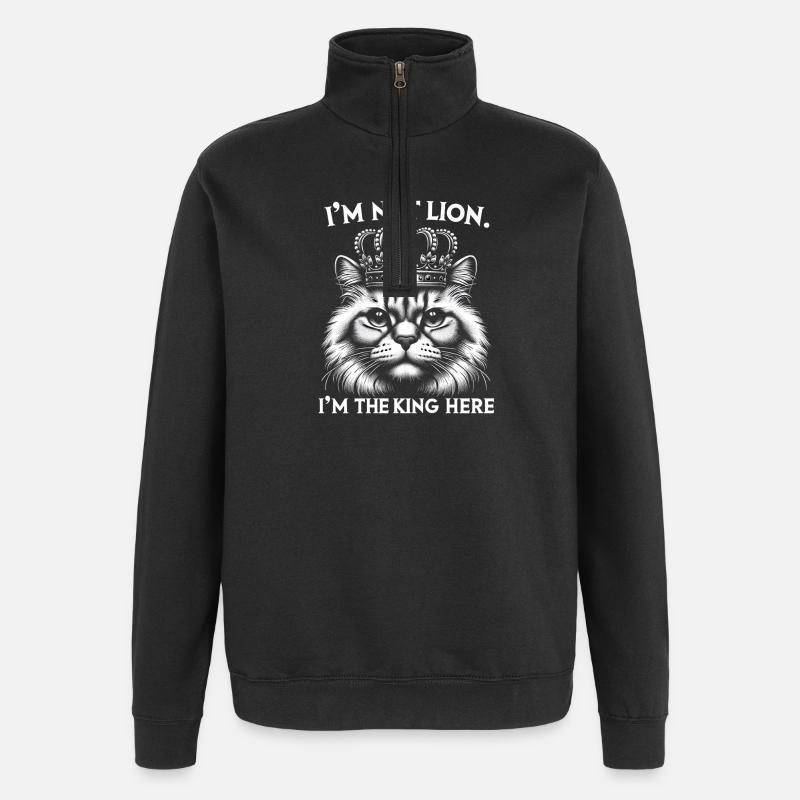 Cat King - Quarter-Zip Sweatshirt - black