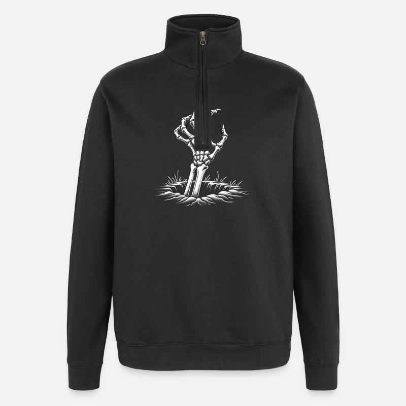 Main squelette - Sweat à zip 1/4 - noir