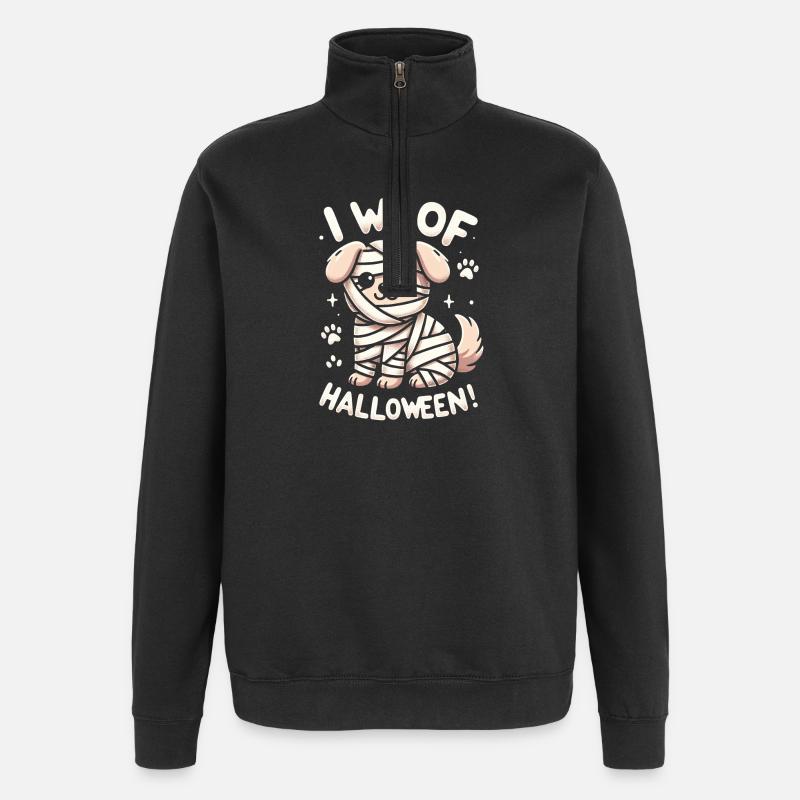 Halloween momies chien - Sweat à zip 1/4 - noir