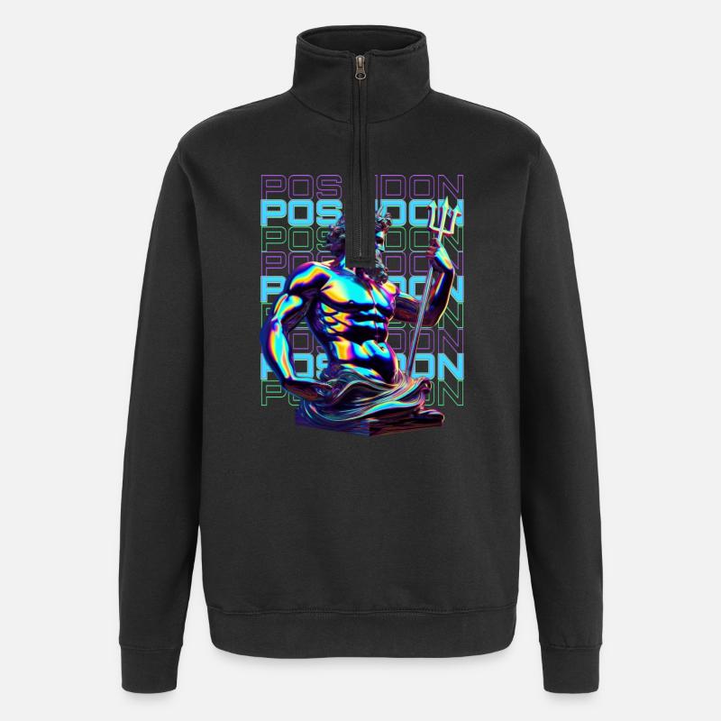 Néon Poséidon Trident - Sweat à zip 1/4 - noir