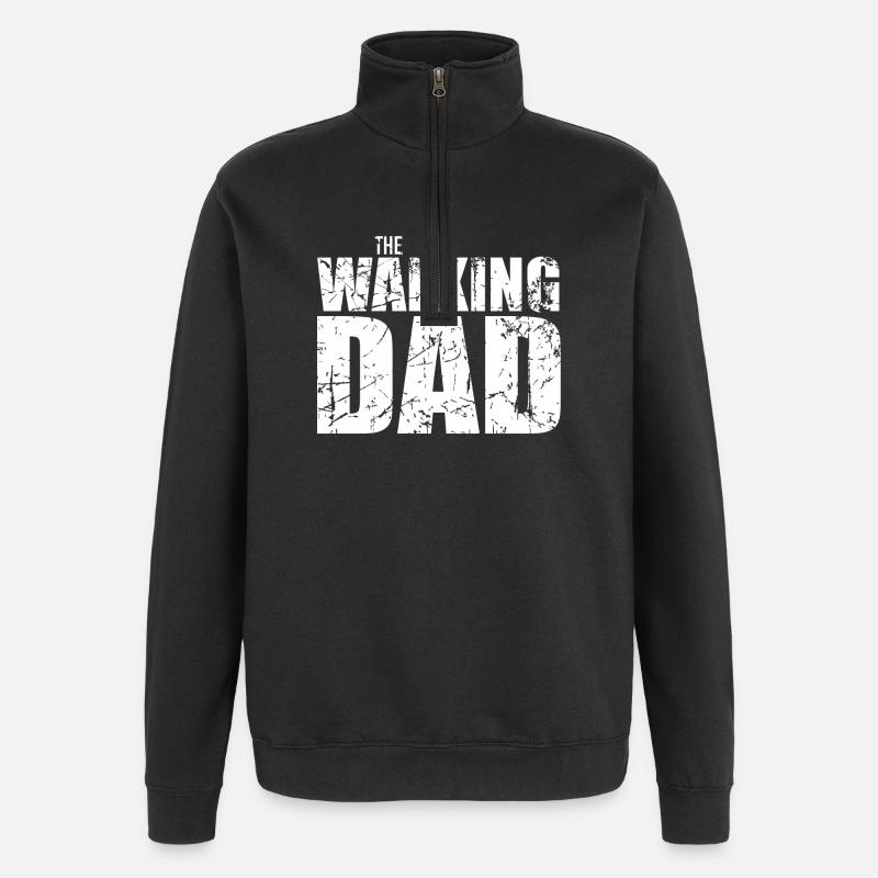 Le papa qui marche - Sweat à zip 1/4 - noir