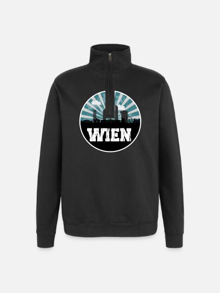 Wien Blue Hour Skyline - Quarter-Zip-Sweatshirt - Schwarz