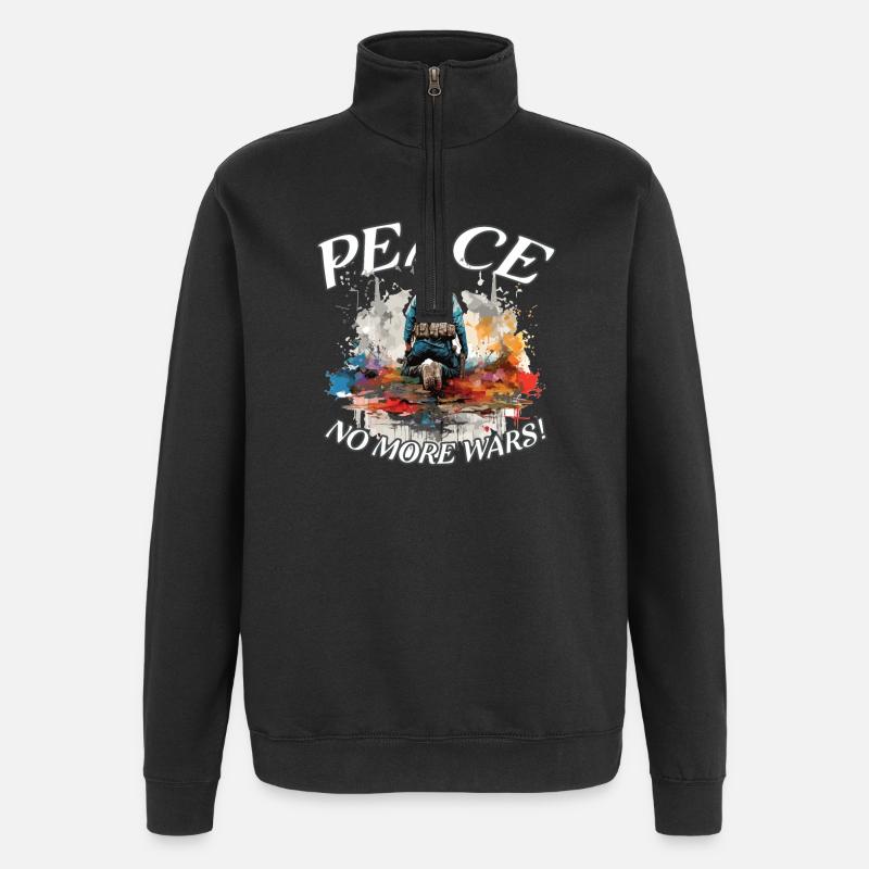 PEACE / Frieden / Friedensbotschaft / Liebe - Quarter-Zip-Sweatshirt - Schwarz