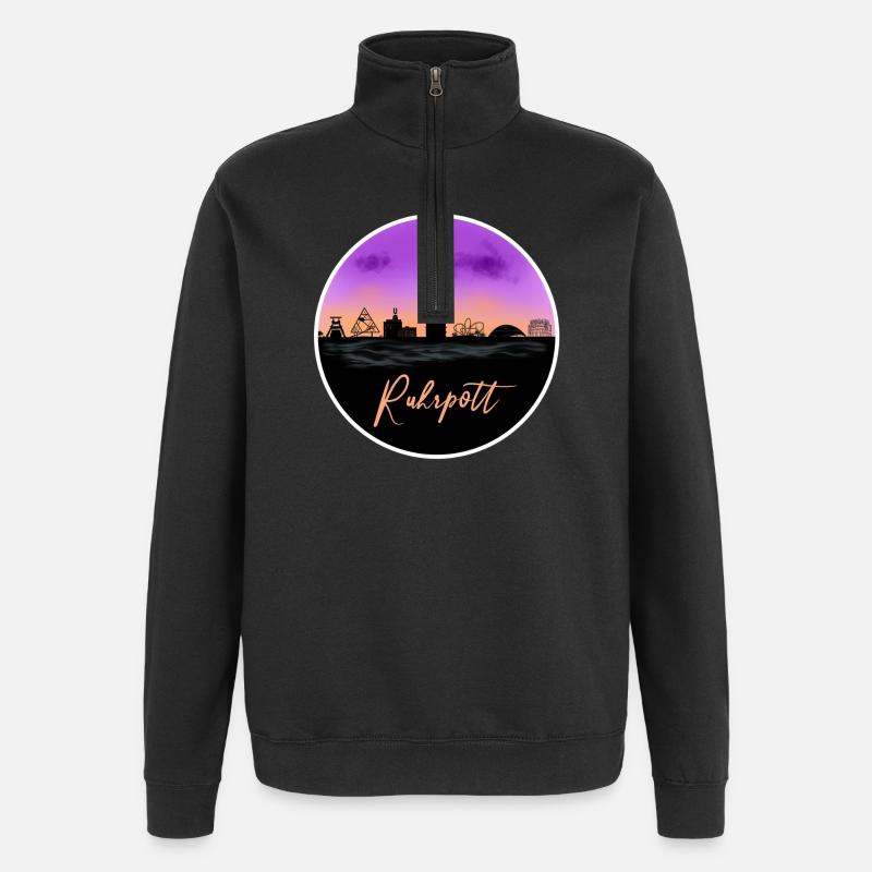 Ruhrpott Fineline Skyline - Quarter-Zip-Sweatshirt - Schwarz