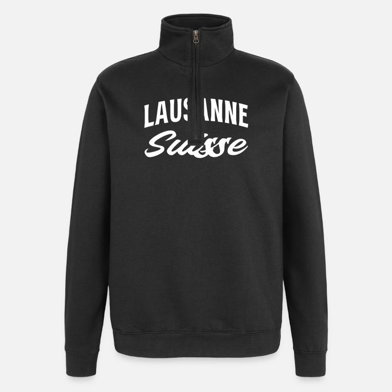 Lausanne Suisse Script - Sweat à zip 1/4 - noir