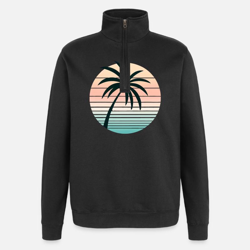 Synthwave Palm - Quarter-Zip Sweatshirt - black