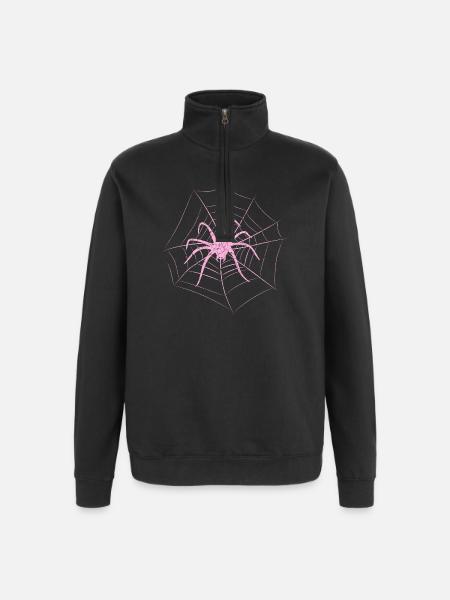 Spider in the web Halloween - Quarter-Zip Sweatshirt - black