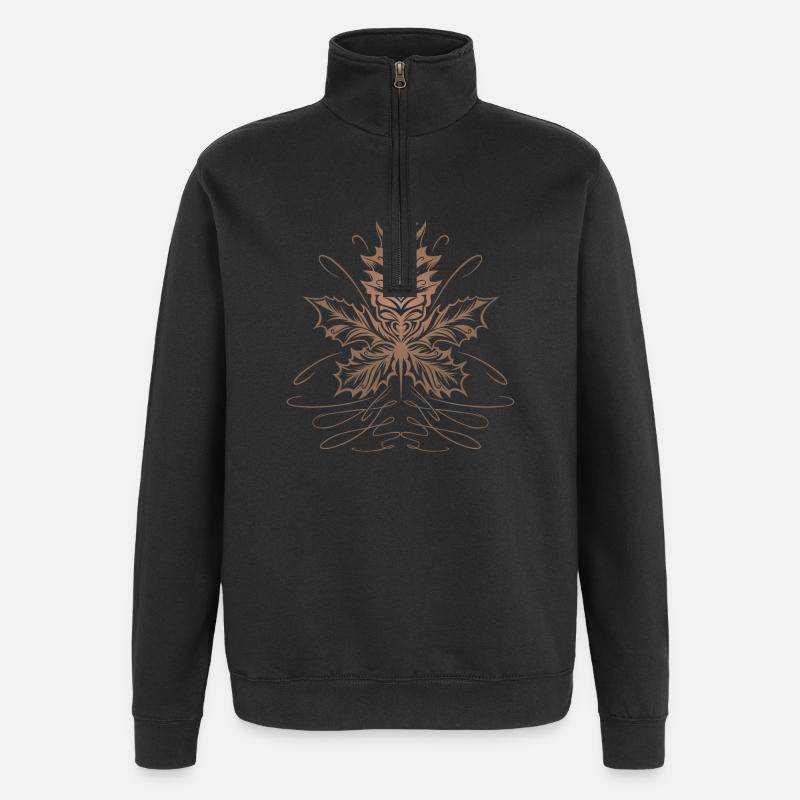 Feuille D’érable, Feuille, Feuillage, Automne - Sweat à zip 1/4 - noir