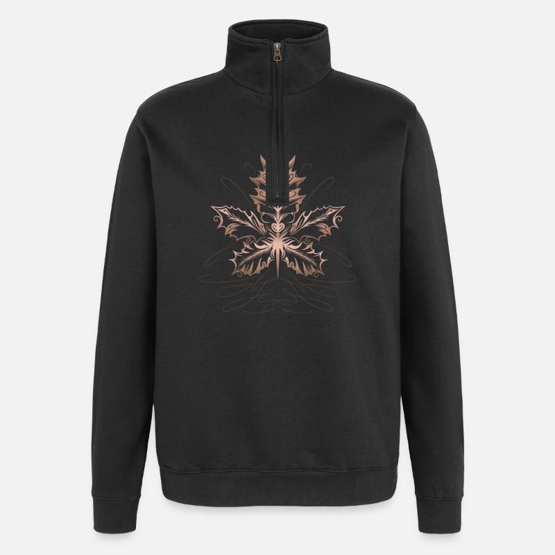 Feuille D’érable, Feuille, Feuillage, Automne - Sweat à zip 1/4 - noir