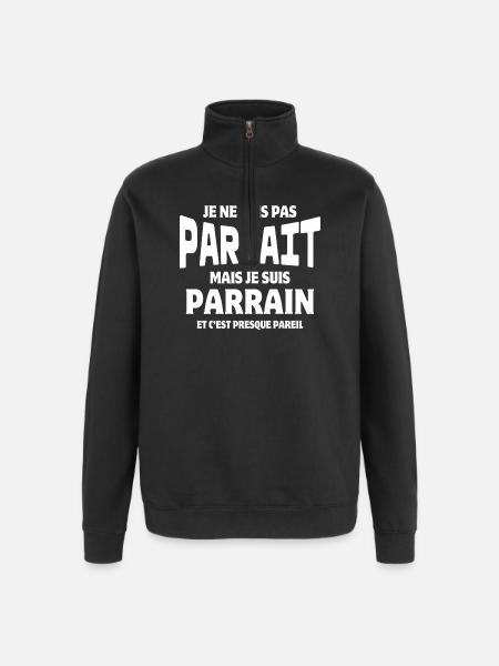 parrain, filleul, super parrain - Sweat à zip 1/4 - noir