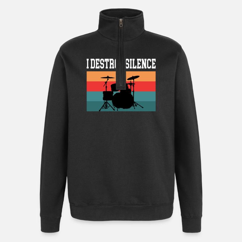Drummer Drummer I destroy silence - Quarter-Zip Sweatshirt - black