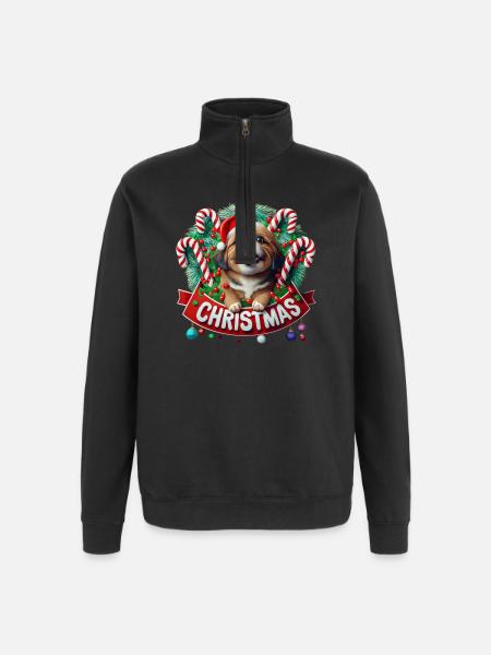 christmas Mignon petit chien - Sweat à zip 1/4 - noir