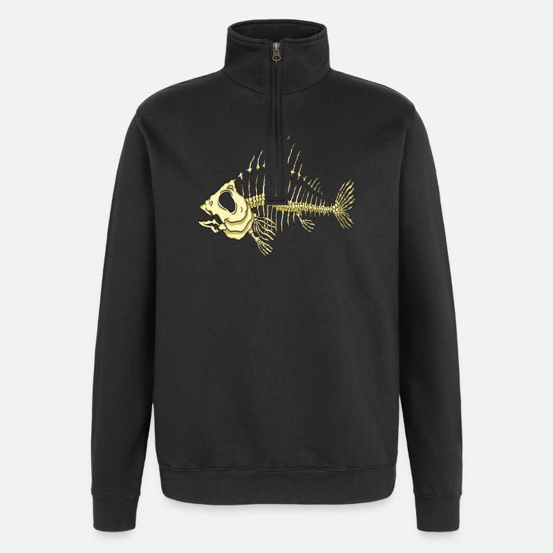 Poisson - Sweat à zip 1/4 - noir