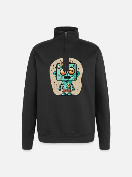 Cute zombie with a square head - Quarter-Zip Sweatshirt - black