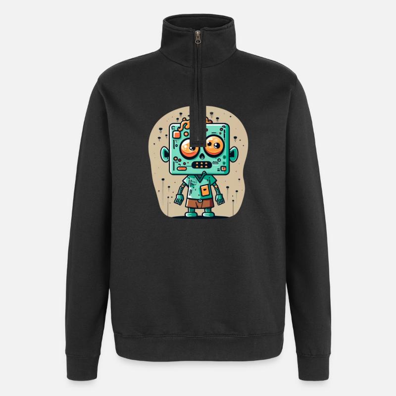 zombie mignon avec une tête carrée - Sweat à zip 1/4 - noir