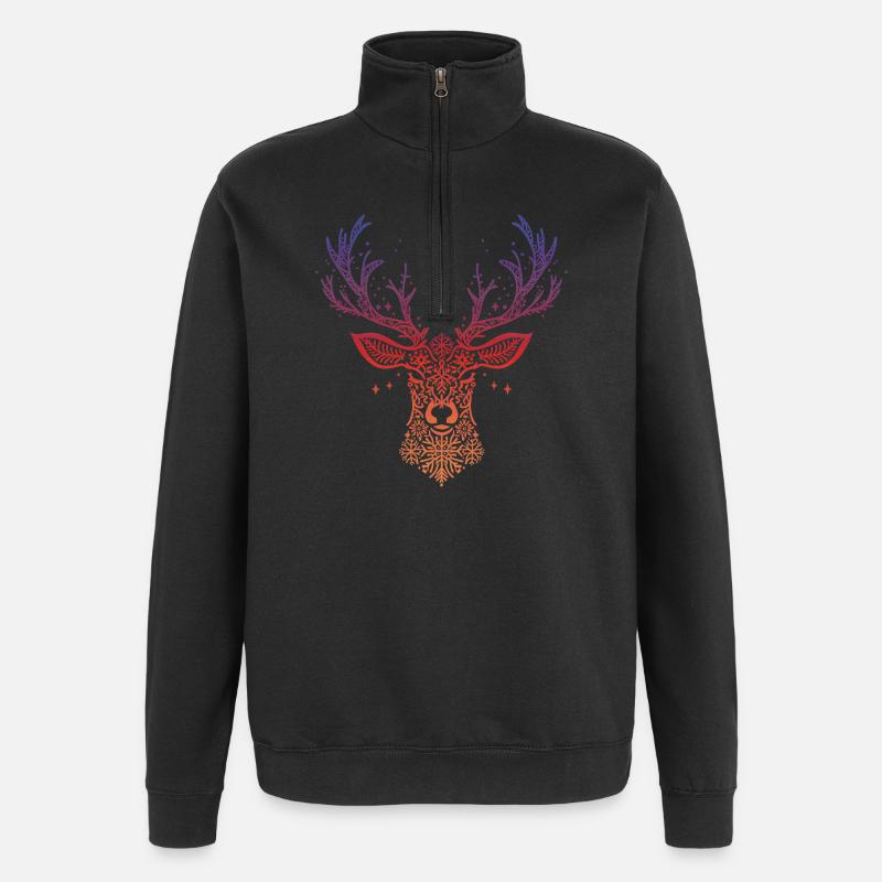 Weihnachts-Rentiere - Quarter-Zip-Sweatshirt - Schwarz