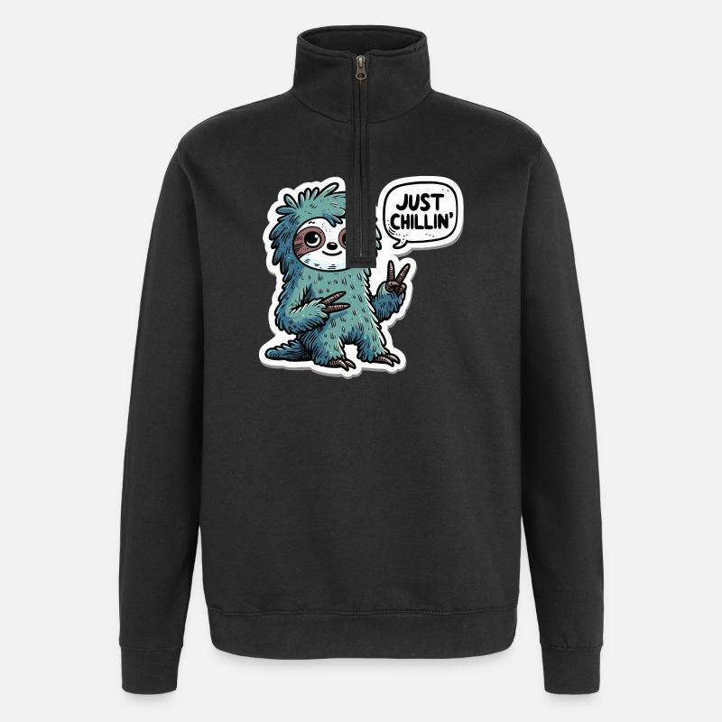 Autocollant Just Chillin Sloth - Sweat à zip 1/4 - noir