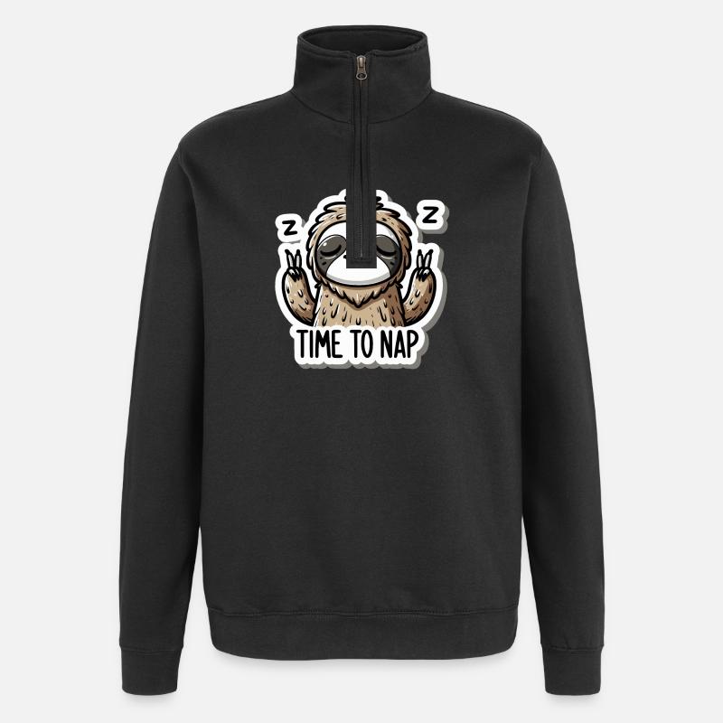 Autocollant Time to Nappen Sloth - Sweat à zip 1/4 - noir