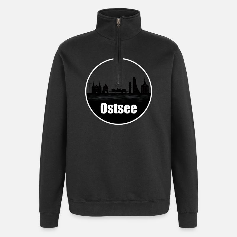 Baltic Sea Transparency Skyline - Quarter-Zip Sweatshirt - black