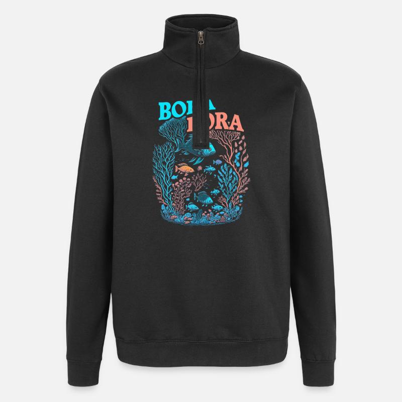 Bora Bora - Korallenriff - Quarter-Zip-Sweatshirt - Schwarz