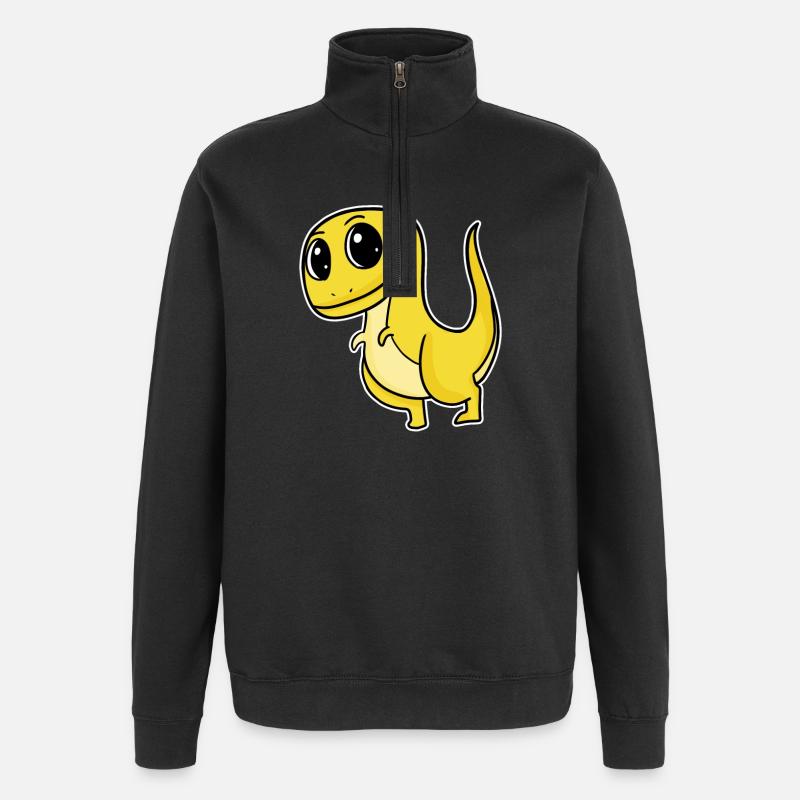 Dinosaur Motif - Quarter-Zip Sweatshirt - black