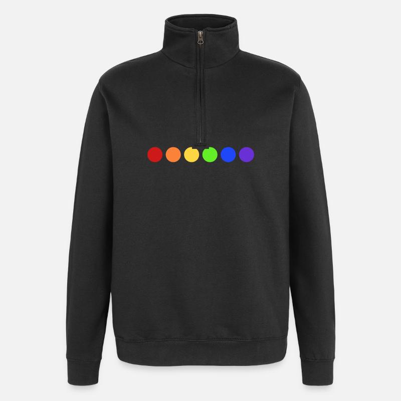 Regenbogen Farbkreise - Quarter-Zip-Sweatshirt - Schwarz