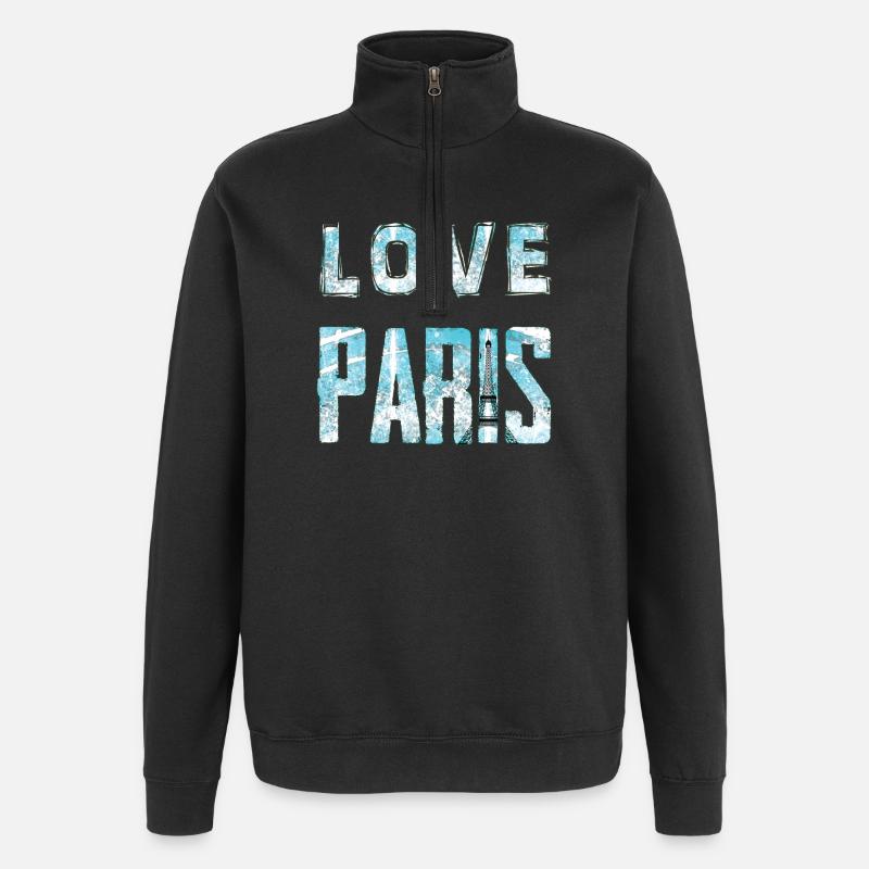 Love Paris Water Effect Design - Quarter-Zip Sweatshirt - black