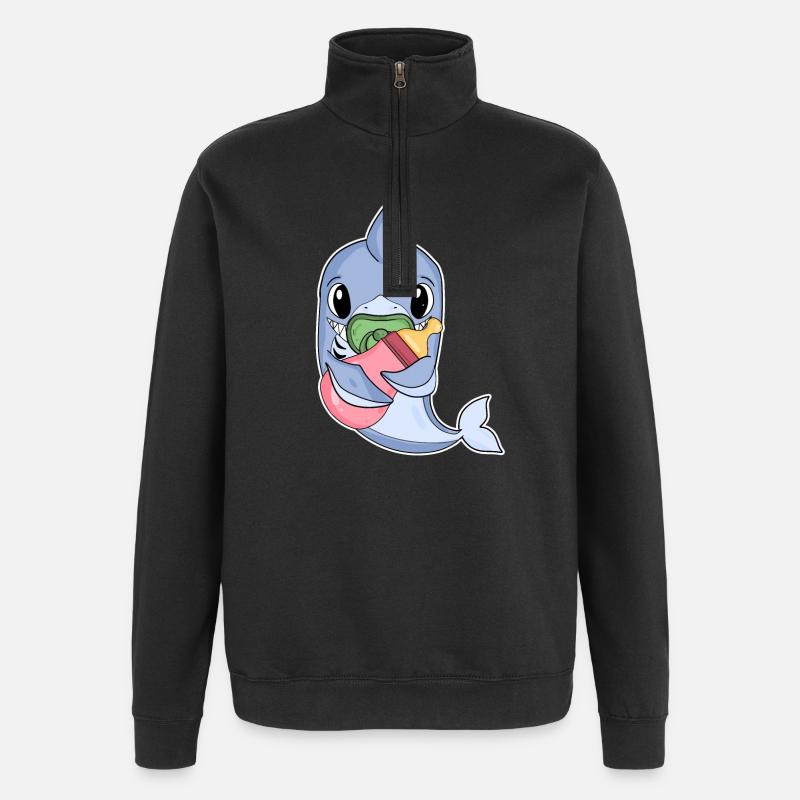 Bébé dauphin - Sweat à zip 1/4 - noir