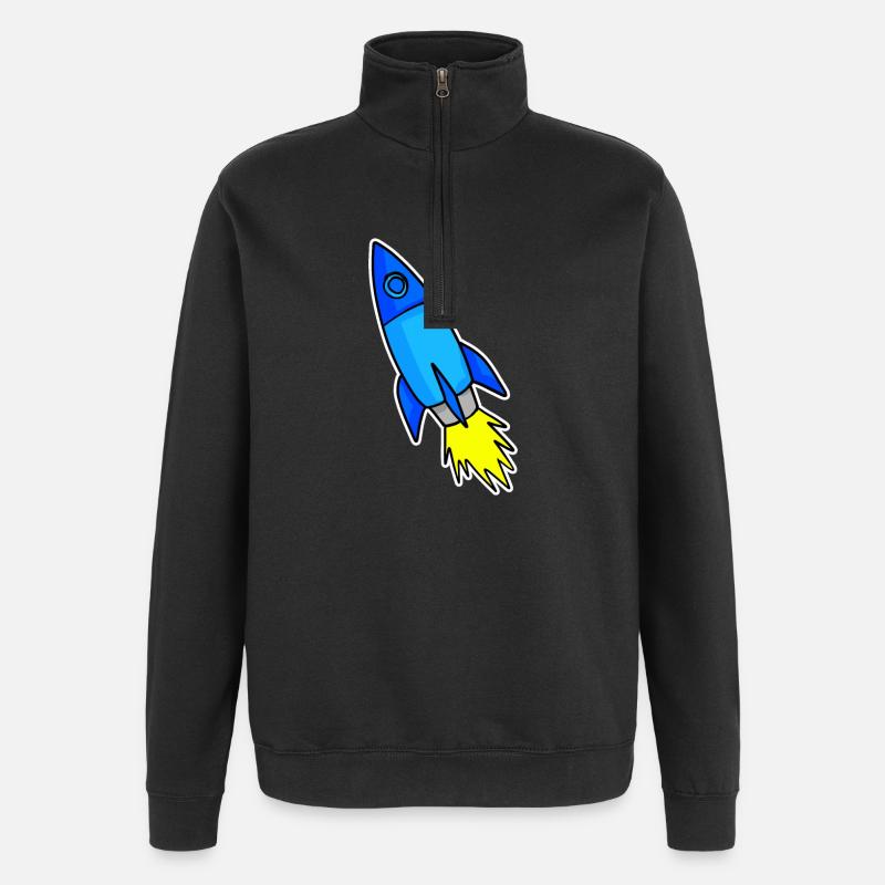 Fusée bleue - Sweat à zip 1/4 - noir