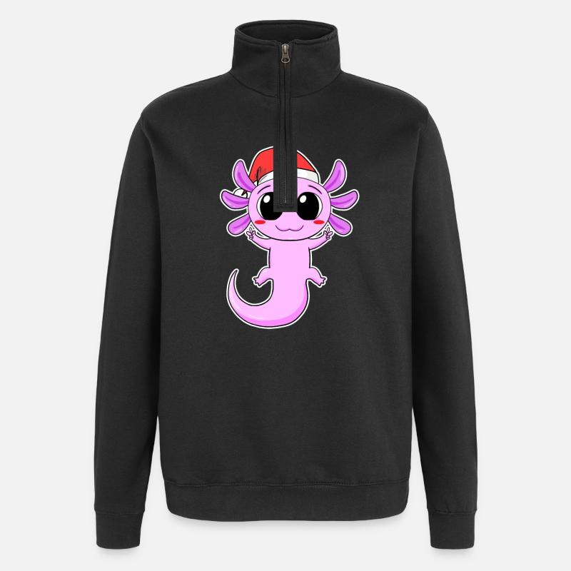Axolotl Noël - Sweat à zip 1/4 - noir
