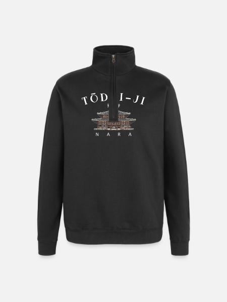 Nara Todai-ji, World Heritage, Temple in Japan Drawing - Quarter-Zip Sweatshirt - black