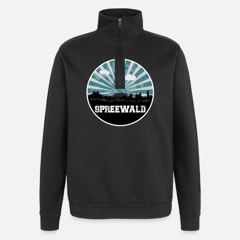 Spreewald Blue Hour Skyline - Quarter-Zip Sweatshirt - black