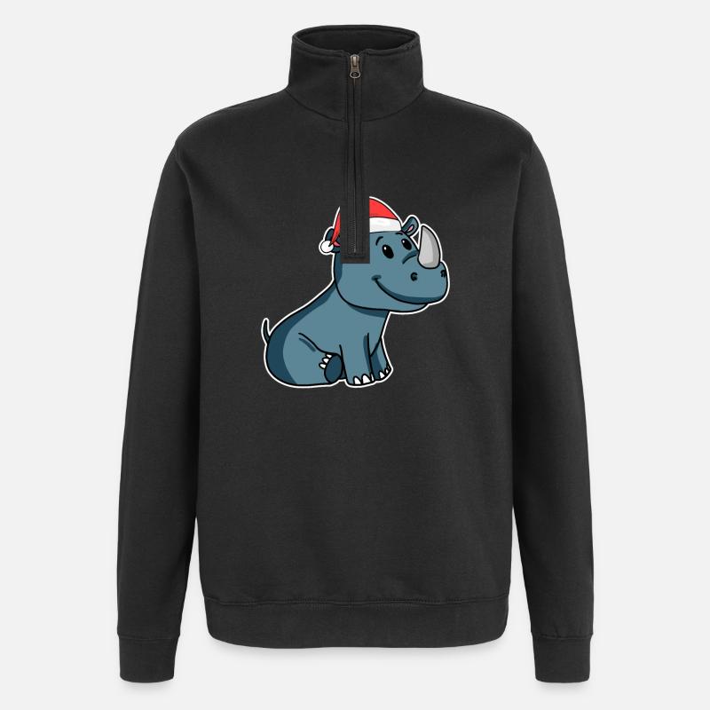 Noël rhinocéros - Sweat à zip 1/4 - noir