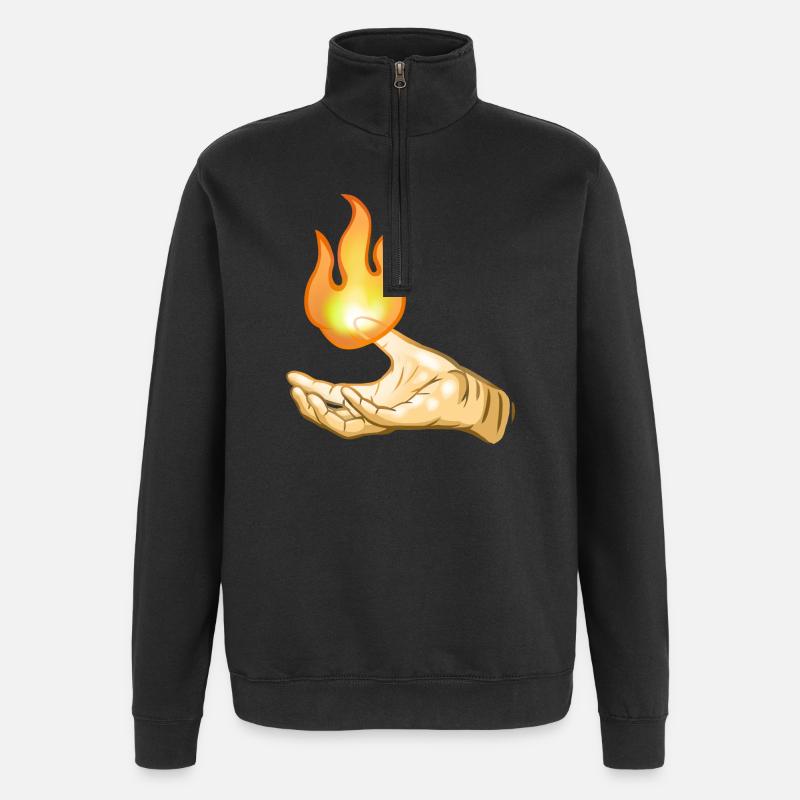Flame - Quarter-Zip Sweatshirt - black